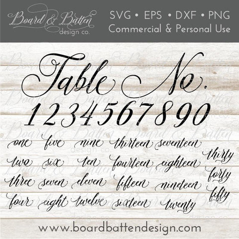 Wedding Table Numbers SVG File Bundle Style 4