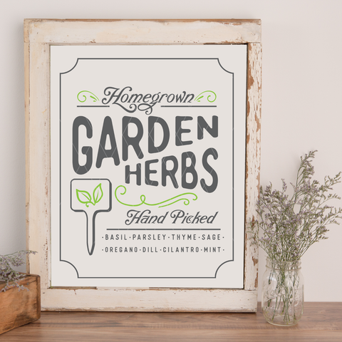 Vintage Garden Herbs Sign SVG File for Cricut/Silhouette