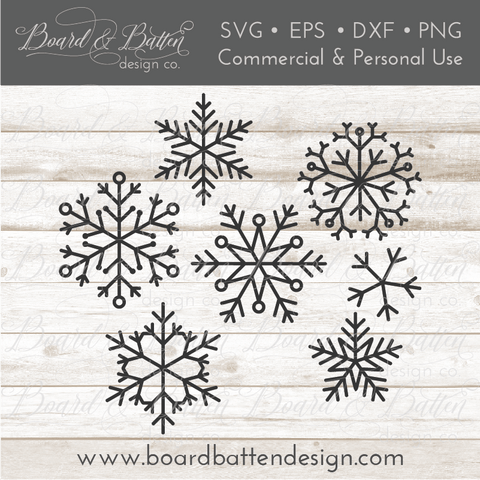 Set of 7 Snowflakes SVG Bundle