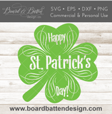 Happy St Patrick's Day Shamrock SVG File for Cricut/Silhouette - Commercial Use SVG Files for Cricut & Silhouette