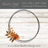 Round Autumn Monogram Frame SVG with Fall Leaves & Pumpkin for Cricut/Silhouette - Commercial Use SVG Files for Cricut & Silhouette