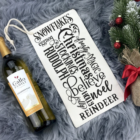 Christmas Subway Art SVG for Wine Bottle Bag