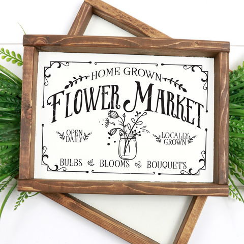 Vintage Flower Market Sign SVG File for Cricut/Silhouette
