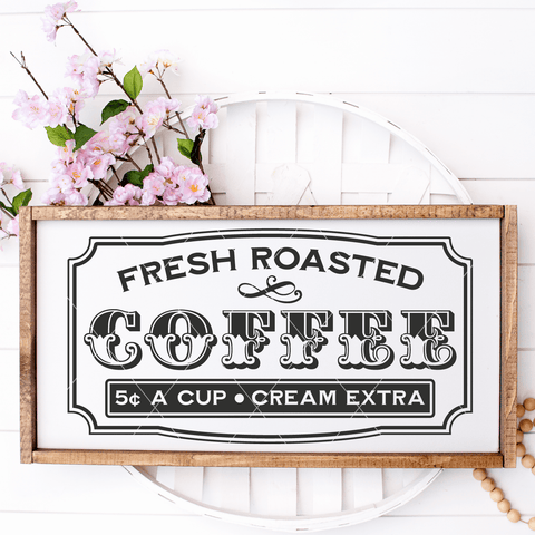 Fresh Roasted Coffee Vintage SVG Cut File