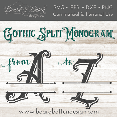 Vintage Gothic Split Monogram Alphabet