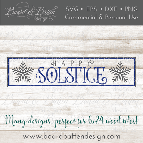 Happy Winter Solstice 6x24 SVG File for Wood Tiles