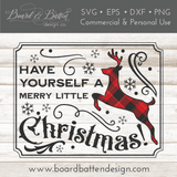 Vintage Have Yourself A Merry Little Christmas SVG File with Buffalo Plaid Deer - Commercial Use SVG Files for Cricut & Silhouette
