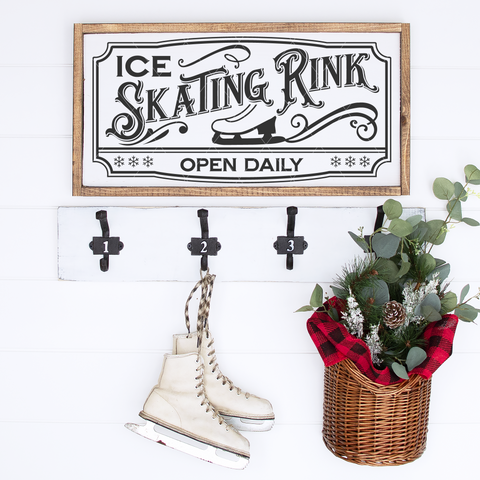 Vintage Ice Skating Rink Sign Svg File for Cricut & Silhouette Christmas Projects