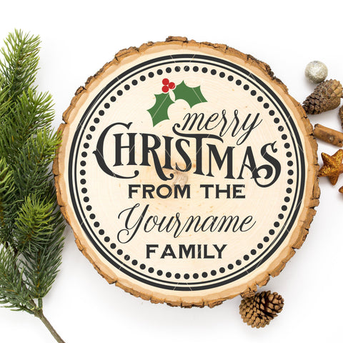 Round Personalizable Merry Christmas SVG File