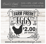 Fresh Eggs Farmhouse SVG File - Commercial Use SVG Files for Cricut & Silhouette