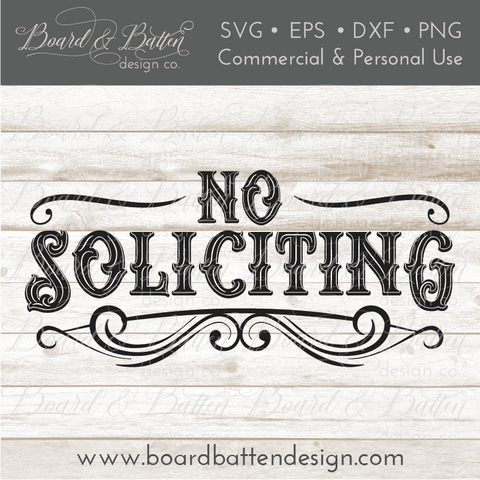 Vintage Style No Soliciting Sign SVG Cut File