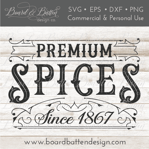 Premium Spices Vintage Label SVG File