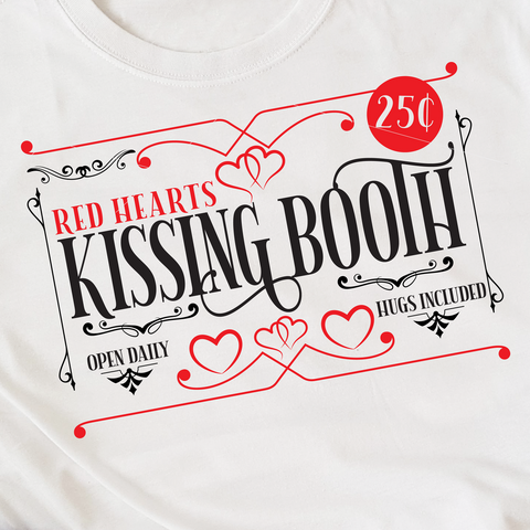Red Hearts Kissing Booth Sign SVG File for Valentine's Day (Style 2)