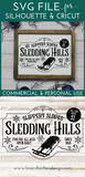 Vintage Sledding Hill SVG File for Christmas Crafts - Cricut/Silhouette/Laser/Glowforge - Commercial Use SVG Files for Cricut & Silhouette