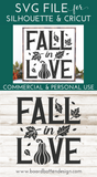 Fall In Love SVG File for Autumn Cricut Projects, Silhouette, Glowforge