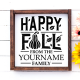 Customizable Happy Fall Family Sign SVG File for Cricut/Silhouette