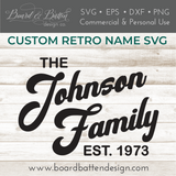 Personalized Retro Family Est. Date Sign SVG