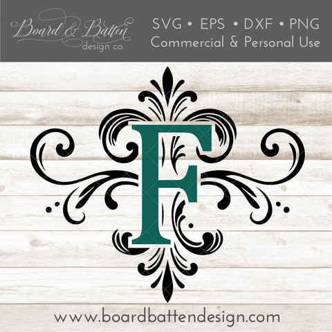 Vintage Flourished F Monogram SVG for Cricut