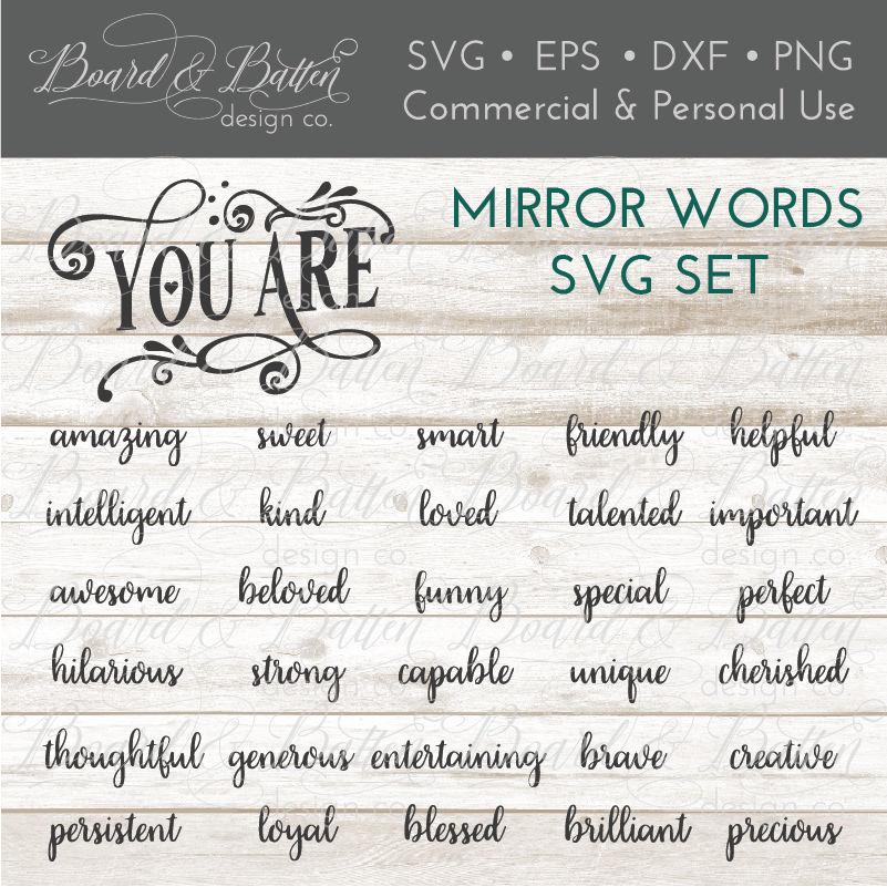 Encouraging Mirror Words SVG File Set - Commercial Use SVG Files for Cricut & Silhouette