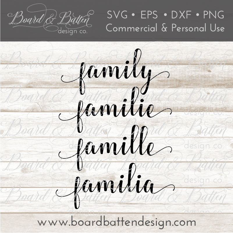 Family Multi-Language SVG File - Commercial Use SVG Files for Cricut & Silhouette