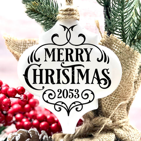 Vintage Merry Christmas SVG with Year & Full Set Of Numbers for Arabesque Tiles