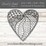 Zentangle Heart SVG File - Commercial Use SVG Files for Cricut & Silhouette