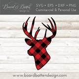Buffalo Plaid Buck Head Shape Layered SVG - Commercial Use SVG Files for Cricut & Silhouette