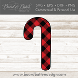 Buffalo Plaid Candy Cane Shape Layered SVG - Commercial Use SVG Files for Cricut & Silhouette
