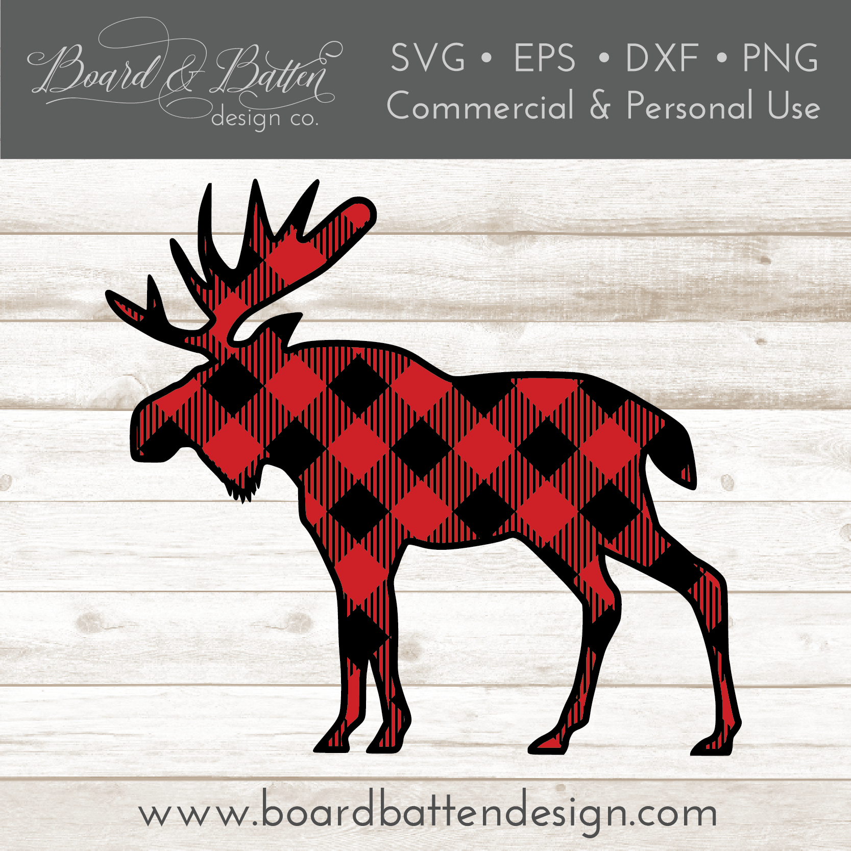Buffalo Plaid Moose Shape Layered SVG - Commercial Use SVG Files for Cricut & Silhouette