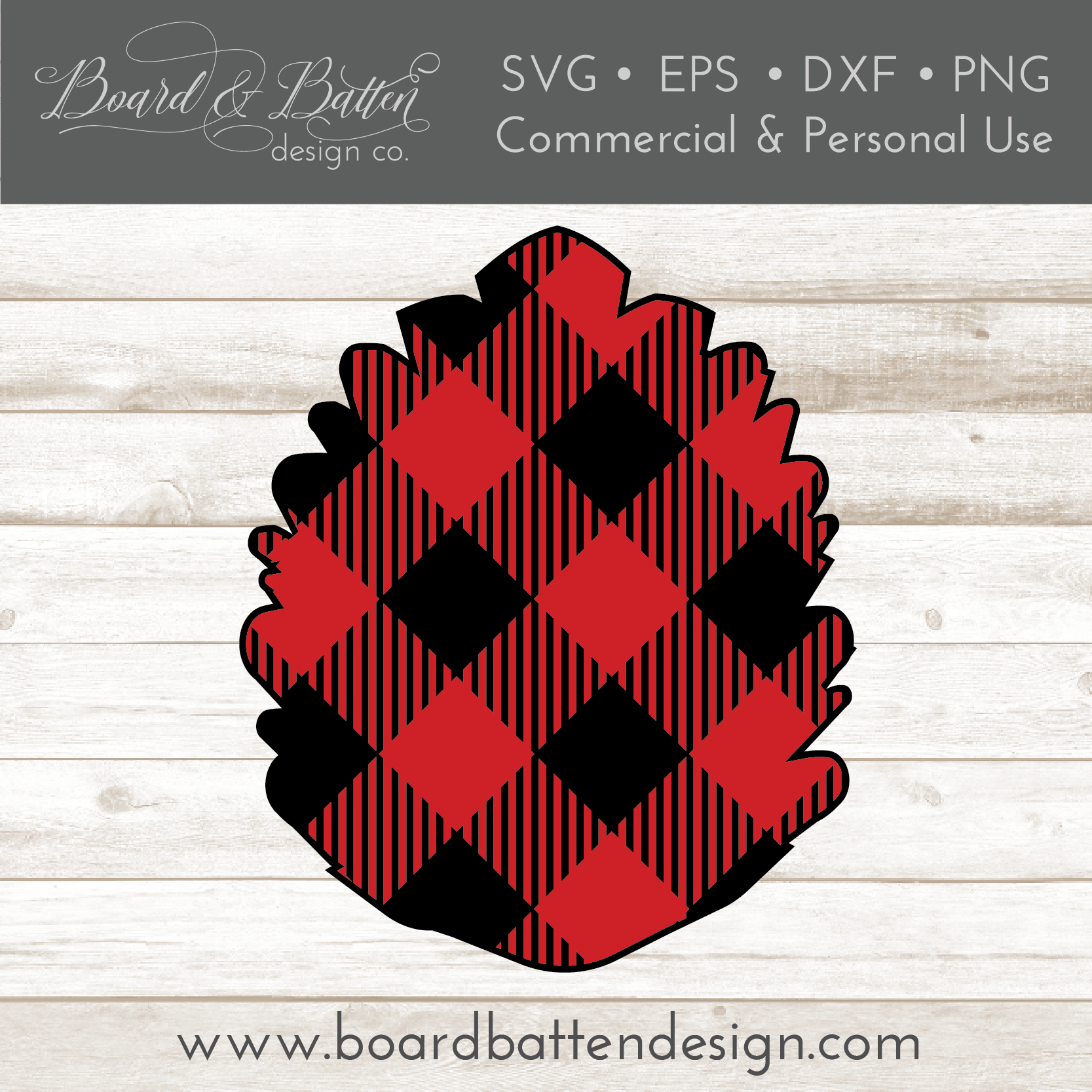 Buffalo Plaid Pine Cone Shape Layered SVG - Commercial Use SVG Files for Cricut & Silhouette