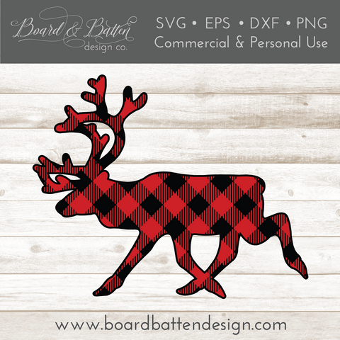 Buffalo Plaid Reindeer Shape Layered SVG