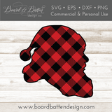 Buffalo Plaid Santa Head Silhouette Layered SVG - Commercial Use SVG Files for Cricut & Silhouette