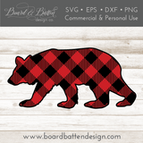 Buffalo Plaid Walking Bear Shape Layered SVG - Commercial Use SVG Files for Cricut & Silhouette