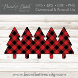 Buffalo Plaid Row of Trees Shape Layered SVG - Commercial Use SVG Files for Cricut & Silhouette