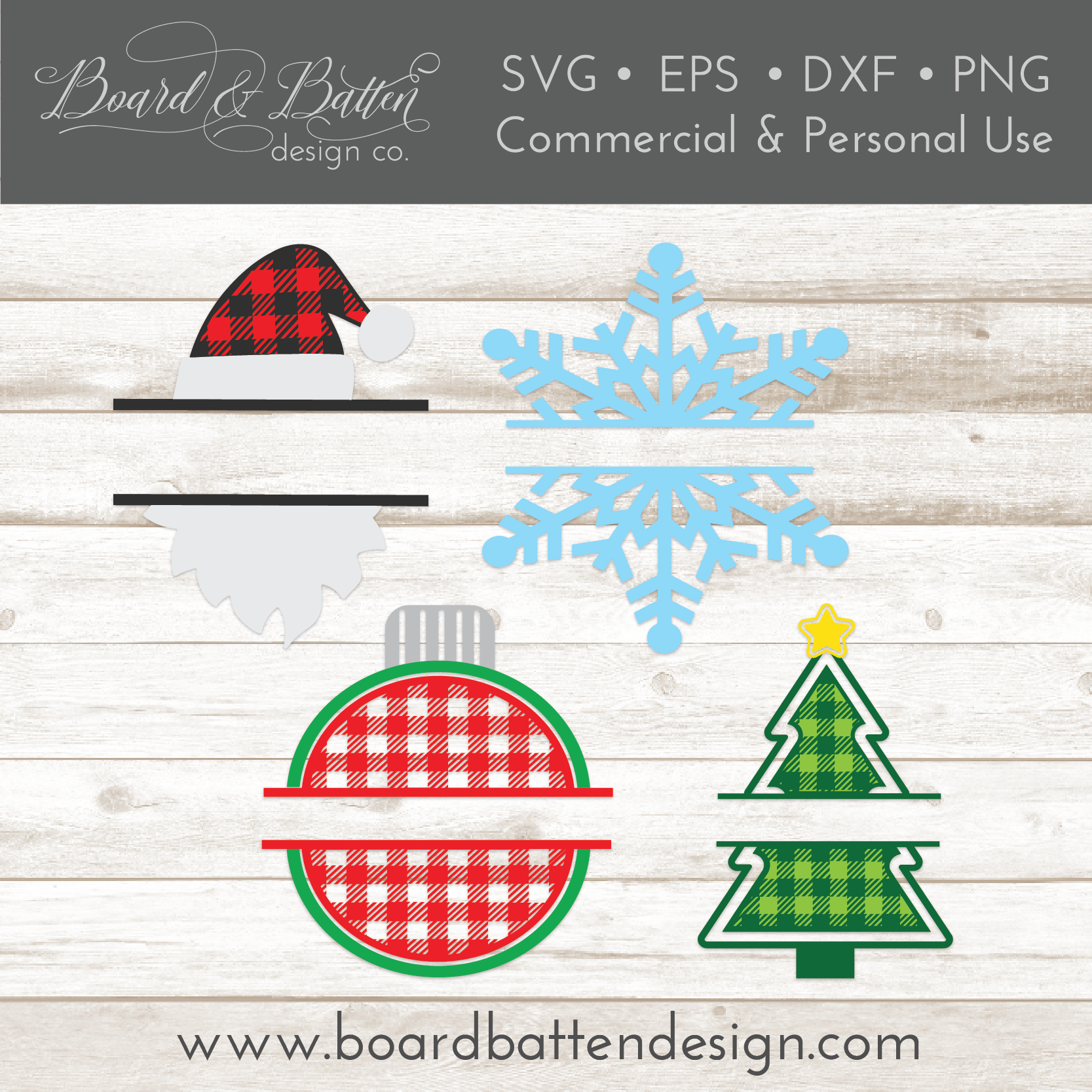Split Christmas Monogram Frames SVG Set for Cricut/Silhouette Crafting - Commercial Use SVG Files for Cricut & Silhouette