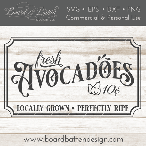 Fresh Avocadoes Vintage Sign SVG File