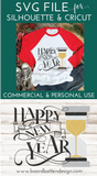 New Years SVG Files | Happy New Year Wine Glass Cut File | Cricut Designs - Commercial Use SVG Files for Cricut & Silhouette