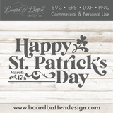 Happy St Patrick's Day SVG File (Style 2) - Commercial Use SVG Files for Cricut & Silhouette