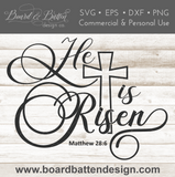 Matthew 28:6 "He Is Risen" SVG File for Easter | Cricut/Silhouette - Commercial Use SVG Files for Cricut & Silhouette