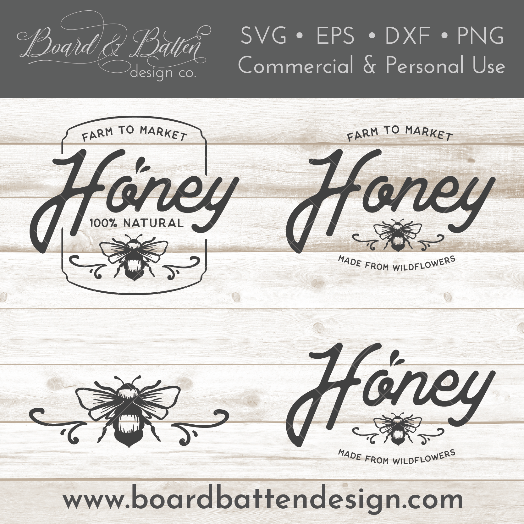 Local Honey Farmhouse SVG File Set for Beekeeper - Commercial Use SVG Files for Cricut & Silhouette