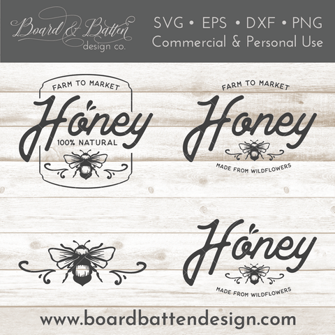 Local Honey Farmhouse SVG File Set for Beekeeper