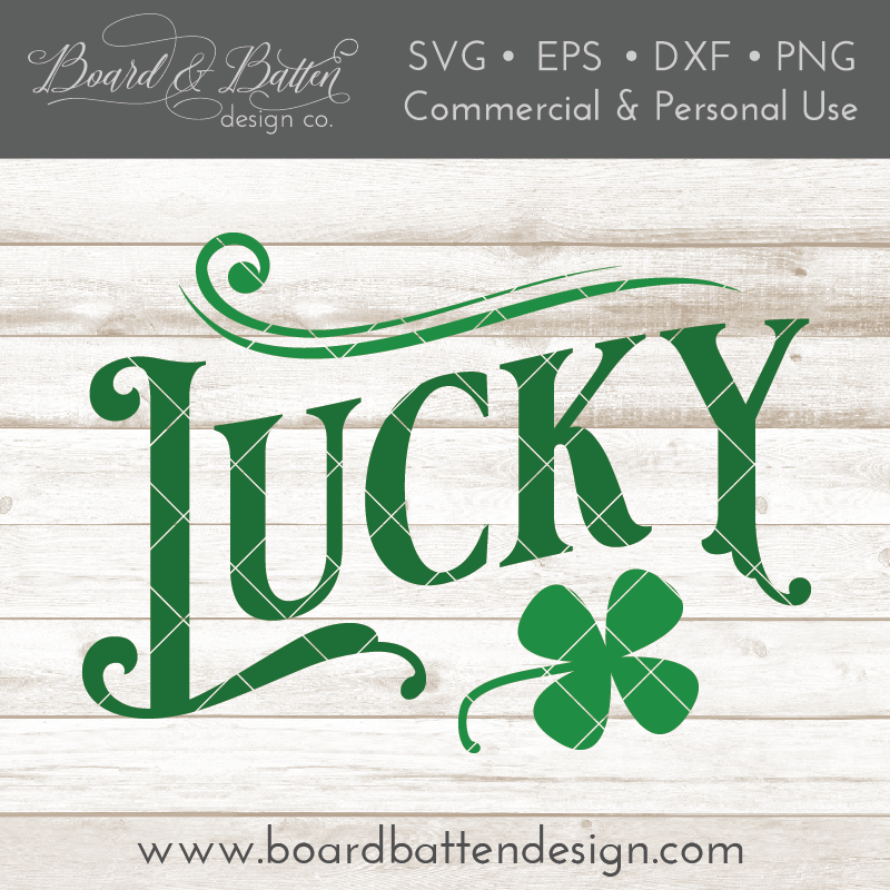 Vintage Lucky with Shamrock SVG File - Commercial Use SVG Files for Cricut & Silhouette