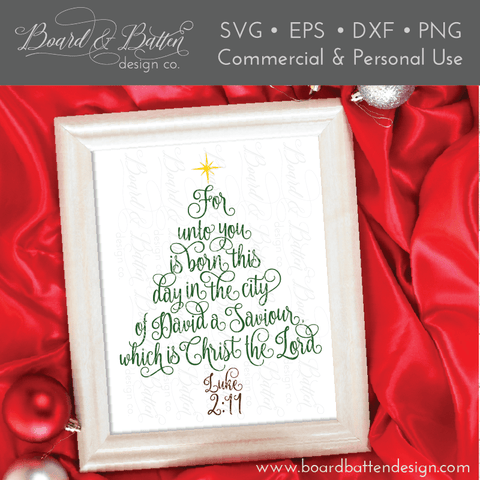 Scripture Christmas Tree Luke 2:11 SVG File