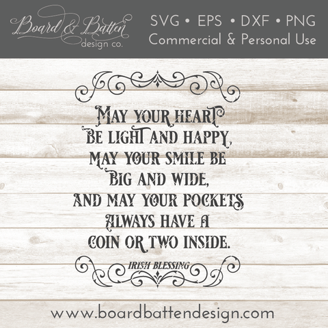 May Your Heart Be Light And Happy Irish Blessing SVG File