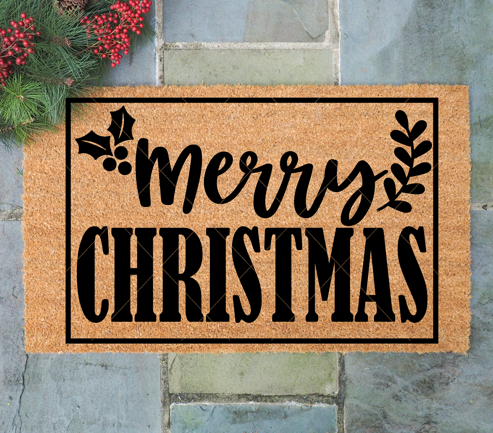 Christmas Door Mat SVG - Merry Christmas SVG for Cricut/Silhouette/Glowforge - Commercial Use SVG Files for Cricut & Silhouette