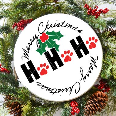 Round Merry Christmas SVG for Pet Lovers | Cricut/Silhouette/Glowforge designs - Commercial Use SVG Files for Cricut & Silhouette