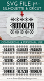 Set of Reindeer Names w/ Snowflakes for Glowforge/Cricut/Silhouette - Commercial Use SVG Files for Cricut & Silhouette