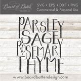 Parsley Sage Rosemary Thyme SVG File - Commercial Use SVG Files for Cricut & Silhouette
