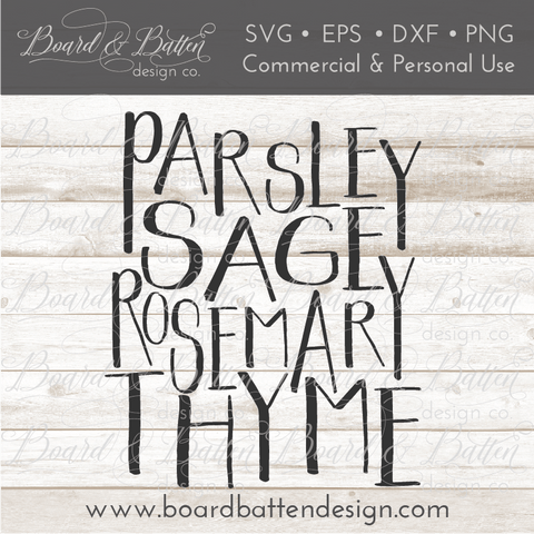 Parsley Sage Rosemary Thyme SVG File