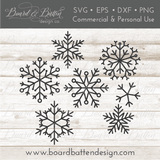 Set of 7 Snowflakes SVG Bundle - Commercial Use SVG Files for Cricut & Silhouette